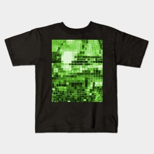 Green Mirrored Disco Ball Pattern Kids T-Shirt